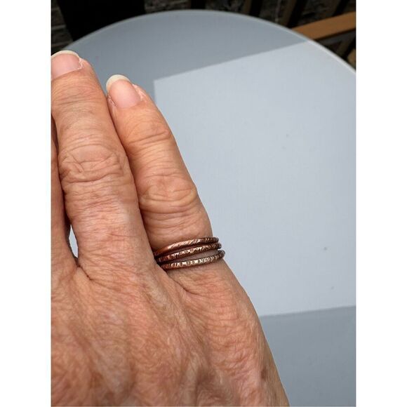 Ring, Dainty Copper Stacking Rings (3) solid copper, Handmade - Picture 1 of 5